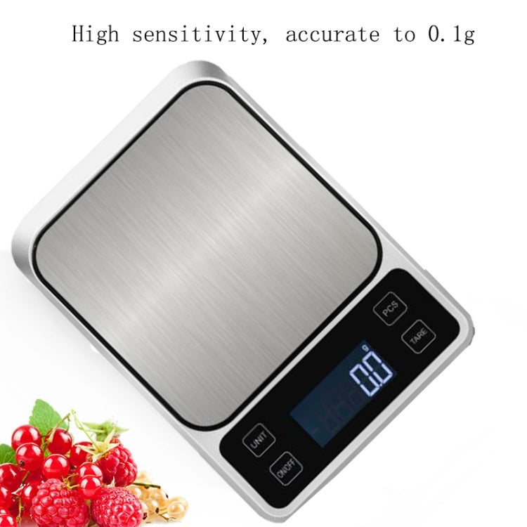 Stainless Steel Food Baking Scale Small Bench Scale Kitchen Electronic Scale English 3kg/0.1g - Kitchen Scales by PMC Jewellery | Online Shopping South Africa | PMC Jewellery
