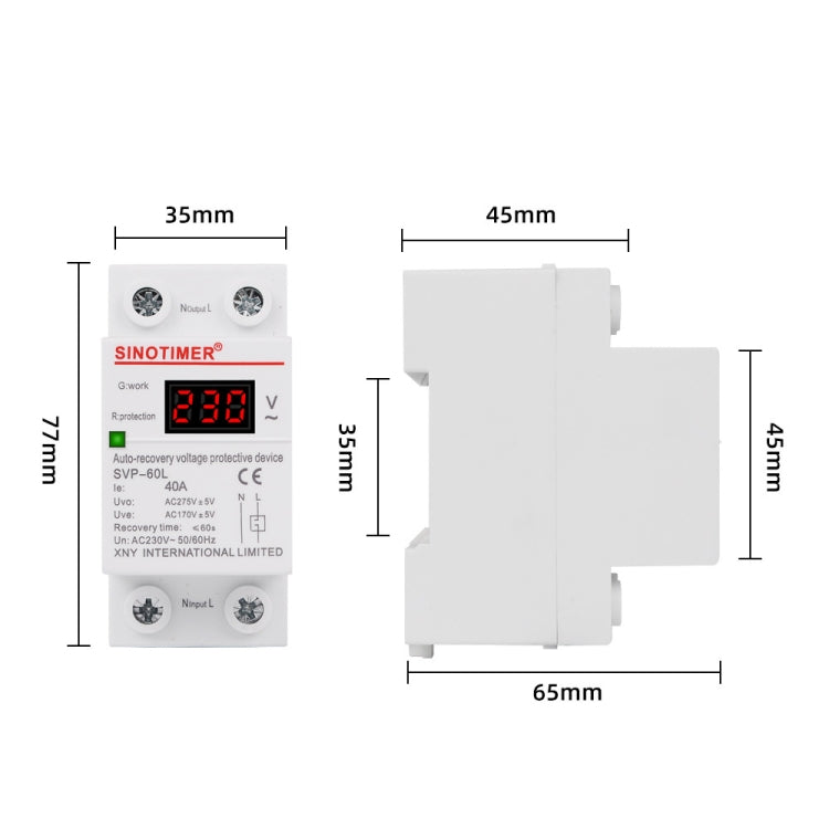 SINOTIMER 220V LED Digital Display Delay Automatic Reset Under-voltage Protector(SVP-60L) - free shipping - PMC TechLife - Order now!