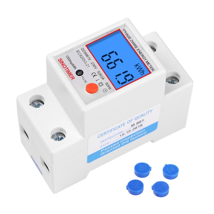 SINOTIMER DDS6619-012 Backlight Display Household Single-phase Rail Energy Meter 5-80A(230V 50Hz) - free shipping - PMC TechLife - Order now!