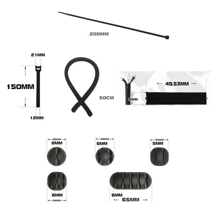 Zipper:126 In 1 Desktop Data Cable Organizer Storage Winder Combination Set - Cable Organizer by PMC TechLife | Online Shopping South Africa | PMC TechLife