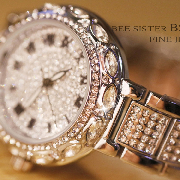 BS Bee Sister  FA1499 Ladies Diamond Watch Jewelry Chain Watch(Silver Golden) - Alloy Watches by BS Bee Sister | Online Shopping South Africa | PMC Jewellery | Buy Now Pay Later Mobicred