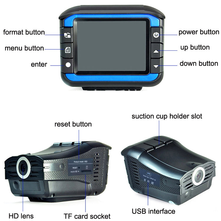 VG3 2 In 1 Electronic Dog Driving Recorder Vehicle Mobile Radar Warning Device - Car DVRs by PMC TechLife | Online Shopping South Africa | PMC TechLife