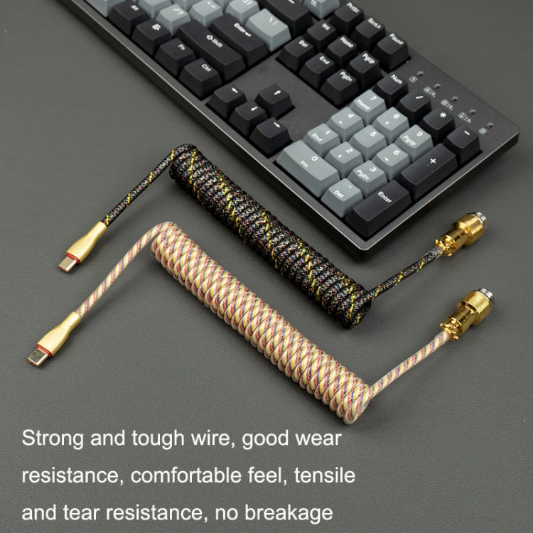 Mechanical Keyboard Spring Cable Gold-plated Aerial Plug(Black) - free shipping - PMC TechLife - Order now!