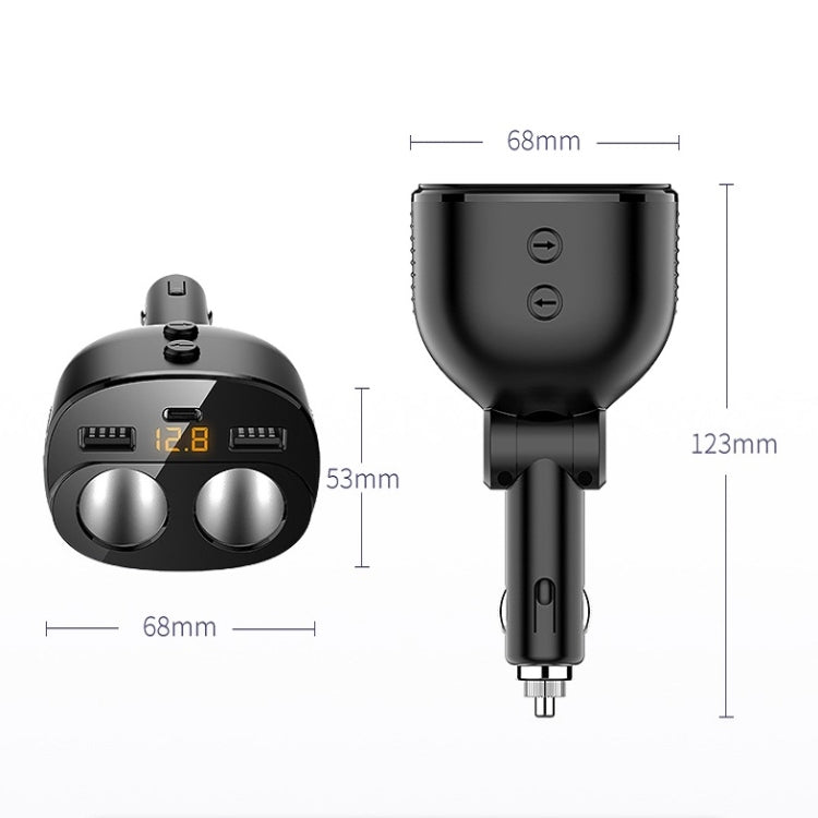 Car Charger With Switch Double Cigarette Hole Car Socket(C06 Neutral) - Car Charger by PMC Jewellery | Online Shopping South Africa | PMC Jewellery