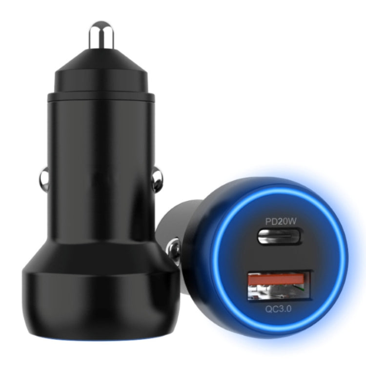 IBD352 Aluminum Alloy Dual Interface Car Charger, Spec: QC3.0 18W+PD 3.0 20W - Car Charger by PMC TechLife | Online Shopping South Africa | PMC TechLife