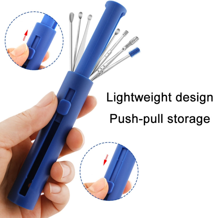 2 Packs Push-Pull Cylinder Storage Ear Scoop Set, Specification: 6 PCS/Set Black - Ear Care Tools by PMC TechLife | Online Shopping South Africa | PMC TechLife