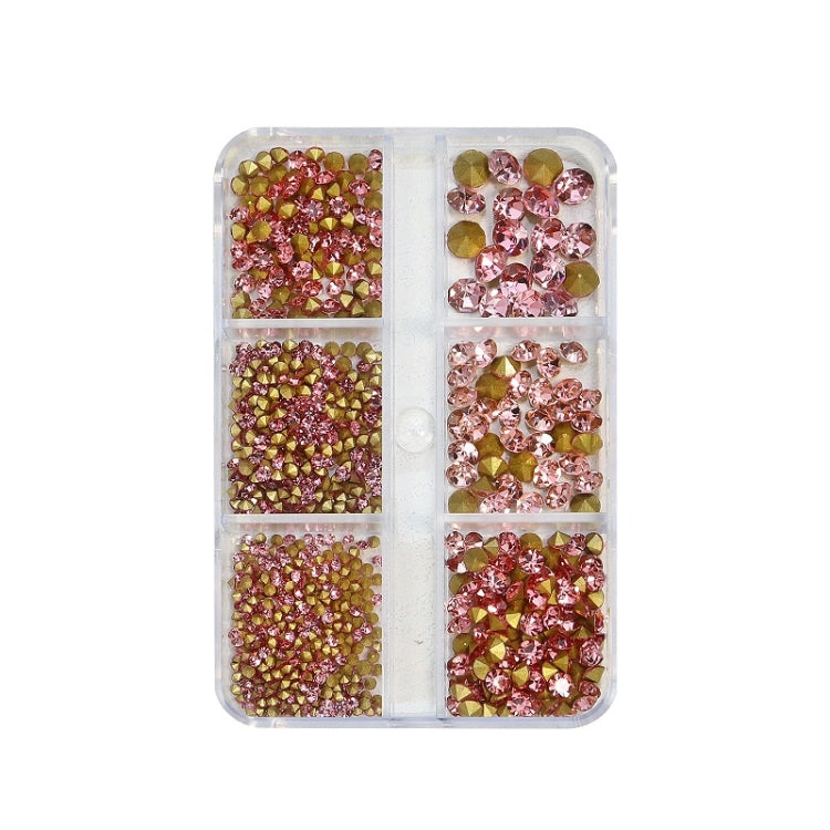 2 Sets Nail Art 6 Grid Pointed Bottom Diamond Nail Jewelry, Specification: 06 Light Pink - Nail Stickers by PMC TechLife | Online Shopping South Africa | PMC TechLife | Buy Now Pay Later Mobicred