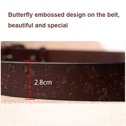 ZK--067 Retro Engraved Buckle Butterfly Print Pin Buckle Leather Belt, Length: 110cm(Coffee) - Belts by PMC Jewellery | Online Shopping South Africa | PMC Jewellery