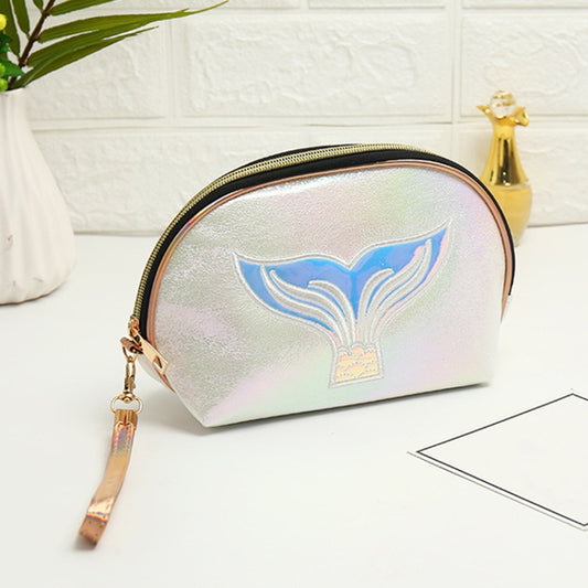 Semicircle Cartoon Fishtail Laser Makeup Toiletry Bag(White) - Storage Boxes by PMC Jewellery | Online Shopping South Africa | PMC Jewellery