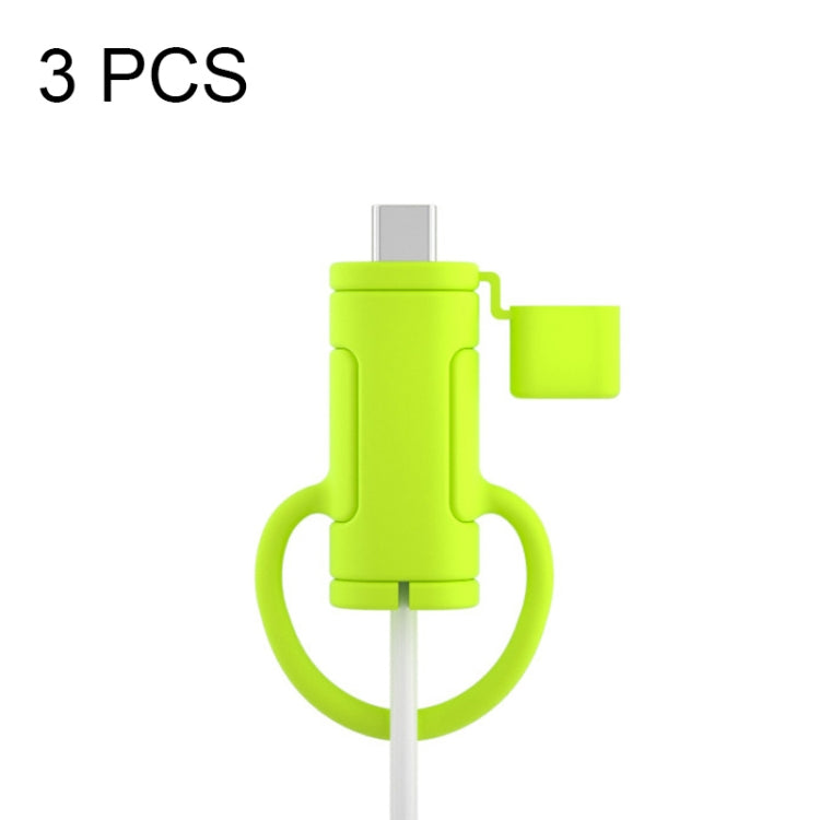 3 PCS Soft Washable Data Cable Silicone Case For Apple, Spec: Type-C (Mustard Green) - Cable Organizer by PMC TechLife | Online Shopping South Africa | PMC TechLife