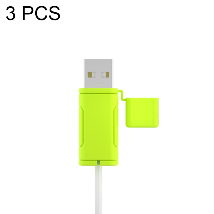 3 PCS Soft Washable Data Cable Silicone Case For Apple, Spec: USB (Mustard Green) - Cable Organizer by PMC TechLife | Online Shopping South Africa | PMC TechLife