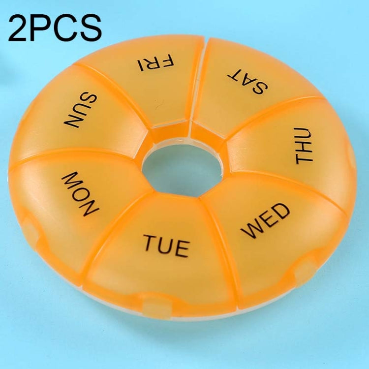 2 PCS Round 7 Days Rainbow Color Portable Pill Box Plastic Seven Grid(Orange) - Pill Boxes by PMC Jewellery | Online Shopping South Africa | PMC Jewellery