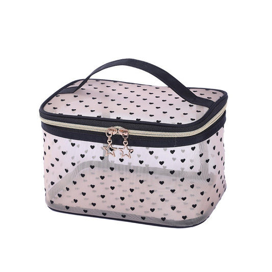 Flocking Love Mesh Portable Cosmetic Bag, Style: Small Square - Storage Boxes by PMC Jewellery | Online Shopping South Africa | PMC Jewellery