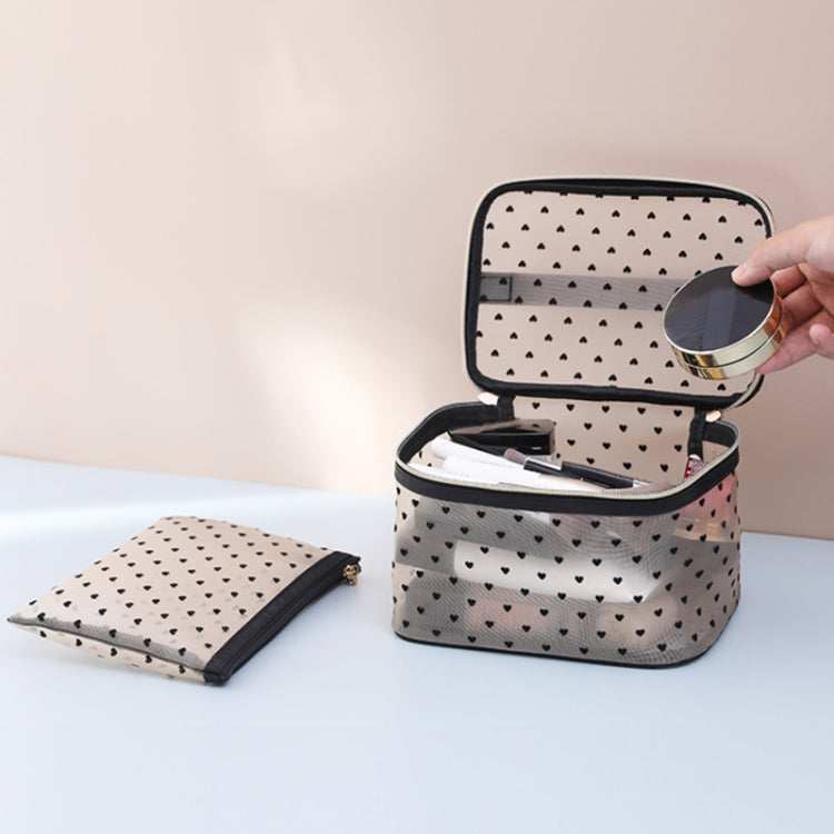 Flocking Love Mesh Portable Cosmetic Bag, Style: Flat - Storage Boxes by PMC Jewellery | Online Shopping South Africa | PMC Jewellery