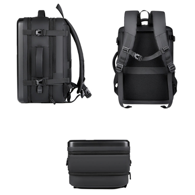 Large-capacity Waterproof Expandable Hard Shell Backpack with USB Charging Hole(162 Black) - Backpack by PMC TechLife | Online Shopping South Africa | PMC TechLife