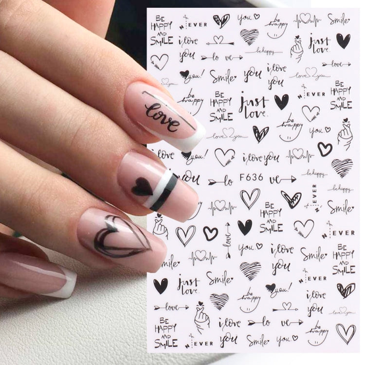 10 PCS Cartoon Heart Letters Comic Character Nail Art Sticker 3D Adhesive Nail Stickers(F636) - Nail Stickers by PMC Jewellery | Online Shopping South Africa | PMC Jewellery