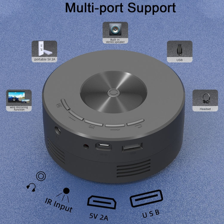 YT200 320 X 180P LED HD Mini Projector USB Powered Support Wired Connection Phone Screen(Black) - Mini Projector by PMC TechLife | Online Shopping South Africa | PMC TechLife