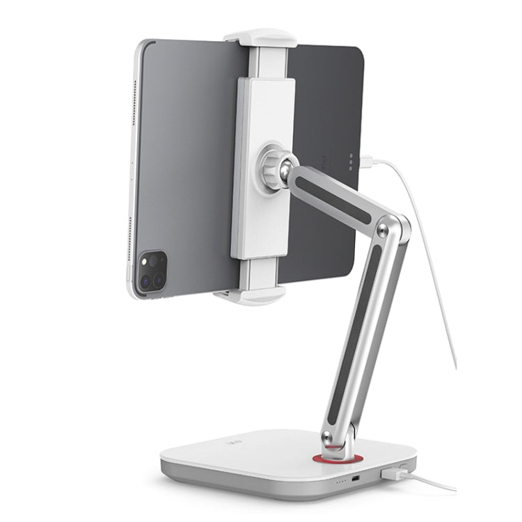 SSKY X38 Desktop Phone Tablet Stand Folding Online Classes Support, Style: Long Arm Charging Version (White) - Desktop Holder by SSKY | Online Shopping South Africa | PMC Jewellery | Buy Now Pay Later Mobicred