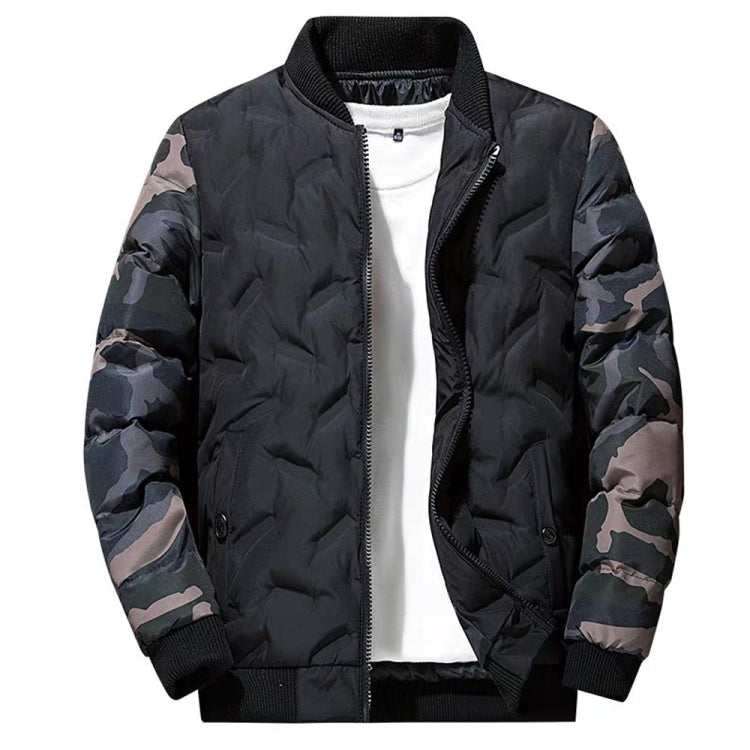 Men Jacket Winter Down Cotton Jacket Camouflage Baseball Jacket, Size: 5XL(Black) - Cardigan by PMC Jewellery | Online Shopping South Africa | PMC Jewellery