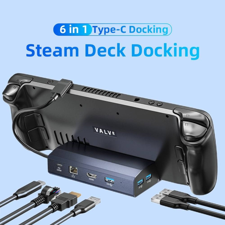 HBC065 6 In 1 For Steam Deck Expansion Dock Base HDMI HD 4K/60Hz Output - Accessories by PMC Jewellery | Online Shopping South Africa | PMC Jewellery