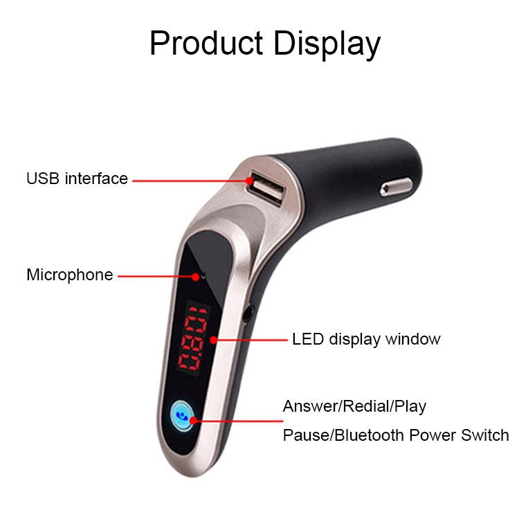 S7 Smart Digital Display Music Player Calling Car Charger, Color: Black - free shipping - PMC TechLife - Order now!