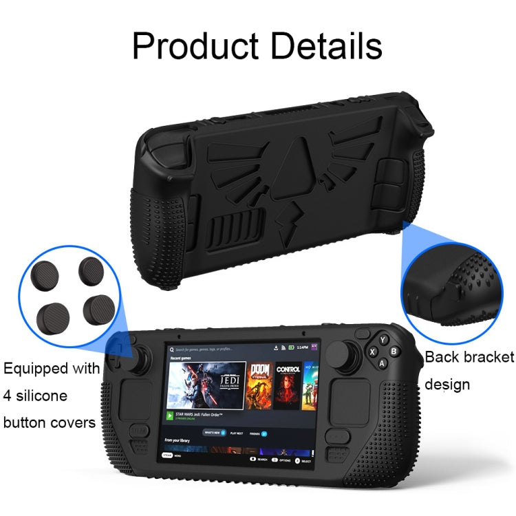 For Steam Deck V V4-1 Pocket Consoles Silicone Non-slip Protective Case with Holder Function(Black) - Accessories by PMC Jewellery | Online Shopping South Africa | PMC Jewellery