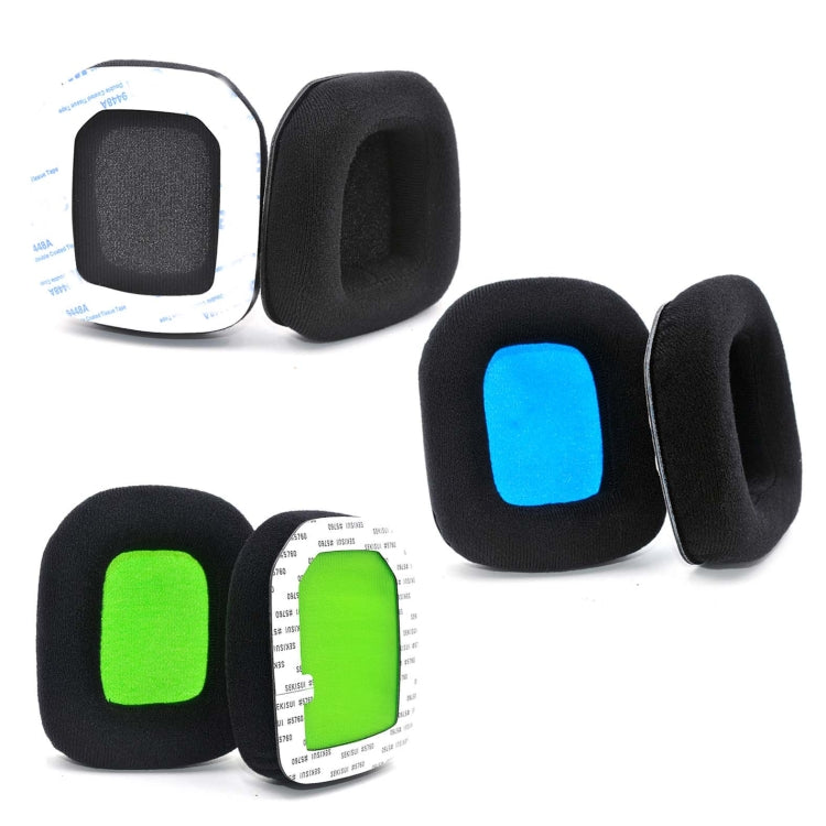 For Logitech Astro A20 2pcs Fleece Memory Foam Headphone Covers Earmuffs(Black Green Net) - Earmuff & Pad by PMC TechLife | Online Shopping South Africa | PMC TechLife