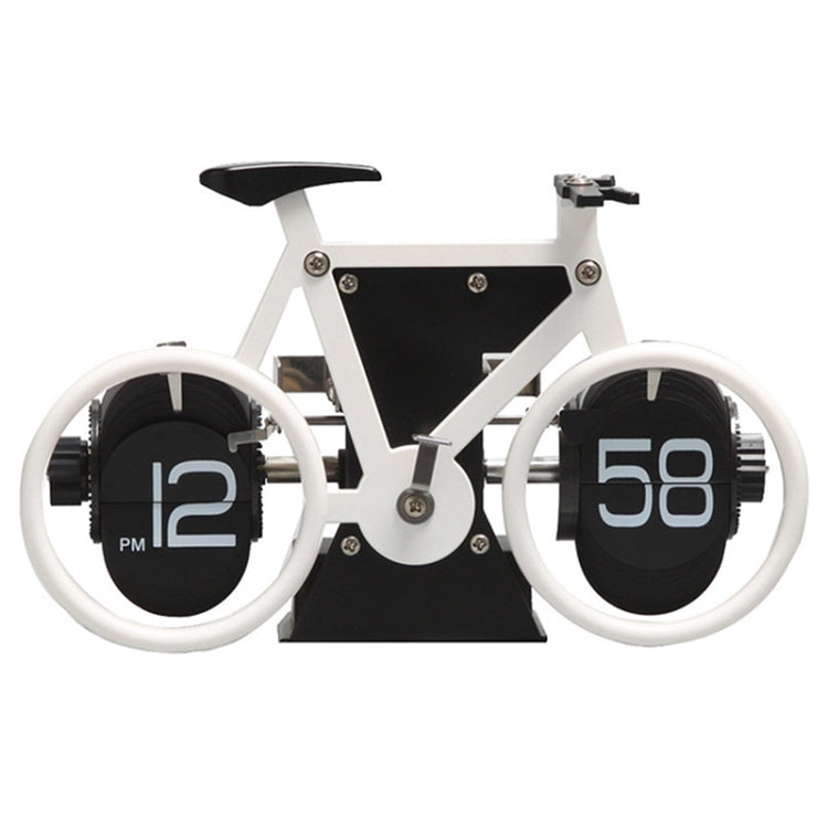HY-F087 Retro Bicycle Shape Automatic Flip Home Decorative Turning Clock(White) - Novelty Clock by PMC Jewellery | Online Shopping South Africa | PMC Jewellery