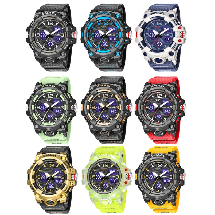 SMAEL 8008 Outdoor Sports Multifunctional Waterproof Luminous Men Watch(Black Gold) - LED Digital Watches by SMAEL | Online Shopping South Africa | PMC Jewellery | Buy Now Pay Later Mobicred