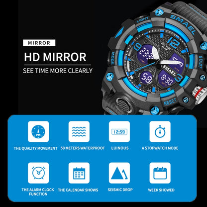 SMAEL 8008 Outdoor Sports Multifunctional Waterproof Luminous Men Watch(Black Gold) - LED Digital Watches by SMAEL | Online Shopping South Africa | PMC Jewellery | Buy Now Pay Later Mobicred