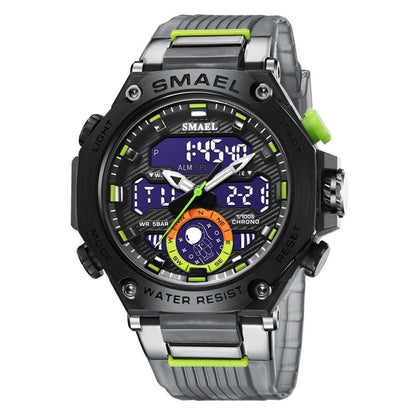 SMAEL 8069 Outdoor Multifunctional Waterproof Sports Alloy Luminous Watch(Gray) - LED Digital Watches by SMAEL | Online Shopping South Africa | PMC Jewellery | Buy Now Pay Later Mobicred