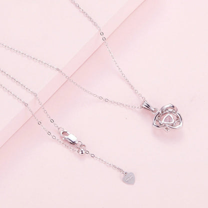 BSN299 Sterling Silver S925 Rose Heart Pendant White Gold Plated Zircon Necklace - Clothing & Beauty by PMC Jewellery | Online Shopping South Africa | PMC Jewellery