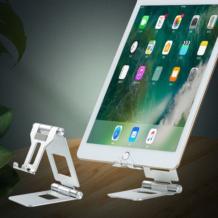 Z10A   Aluminum Alloy Double Folding Mobile Phone Holder Desktop Tablet Lazy Holder(Silver) - Desktop Holder by PMC TechLife | Online Shopping South Africa | PMC TechLife