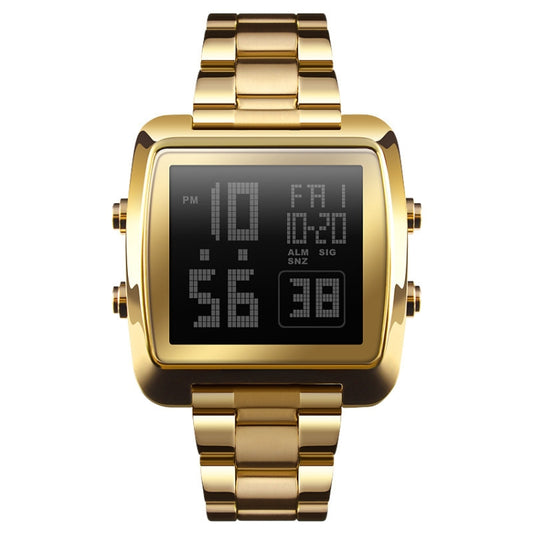 SKMEI 1369 Retro Waterproof Gold Watch Men Steel Belt Luminous Square Watch(Gold) - Metal Strap Watches by SKMEI | Online Shopping South Africa | PMC Jewellery | Buy Now Pay Later Mobicred