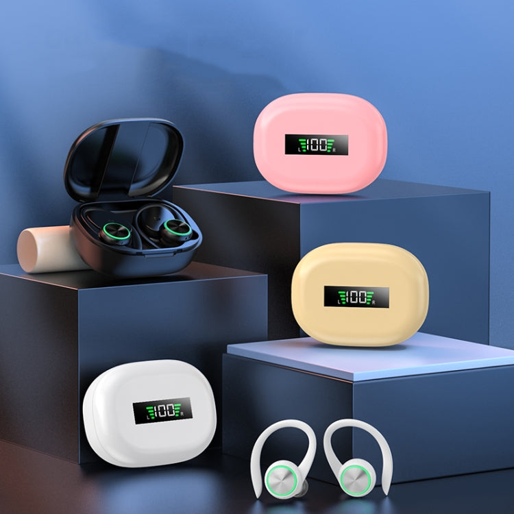 R201 With Charging Bin Hanging Ear Stereo Digital Display Bluetooth Earphones(Skin Color) - Bluetooth Earphone by PMC TechLife | Online Shopping South Africa | PMC TechLife