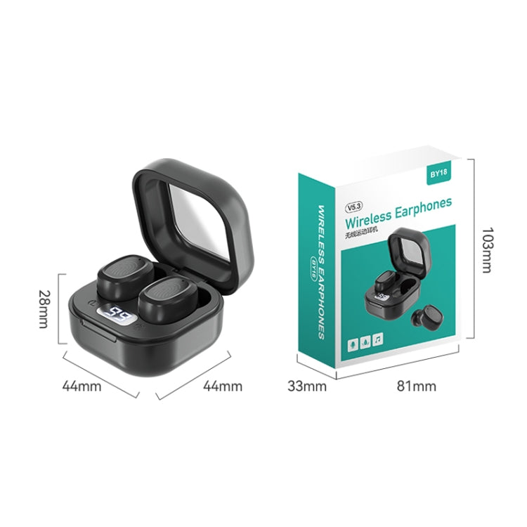 With Charging Bin Stereo Wireless Bluetooth Earphones, Style: BY18 Digital Display Black - Bluetooth Earphone by PMC TechLife | Online Shopping South Africa | PMC TechLife