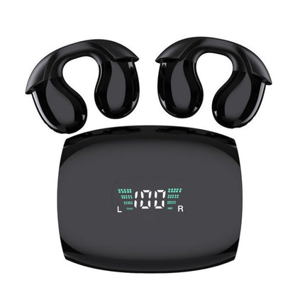 YYK-Q96 Clip Ear Digital Display With Charging Bin Bone Conduction Bluetooth Earphones(Black) - Bluetooth Earphone by PMC Jewellery | Online Shopping South Africa | PMC Jewellery