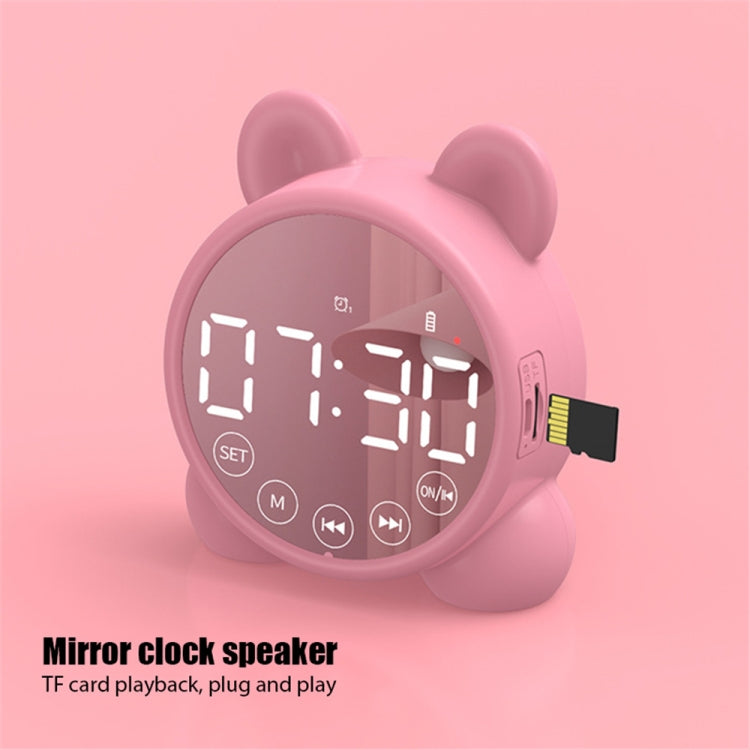 P1 Mini Card Mirror Clock Wireless Bluetooth Speaker with FM Radio(White) - Mini Speaker by PMC TechLife | Online Shopping South Africa | PMC TechLife