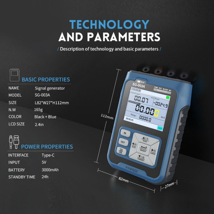 FNIRSI SG-003A Multifunctional PWM Signal Generator 4-20ma Voltage Current Calibrator, EU Plug(Blue) - Current & Voltage Tester by FNIRSI | Online Shopping South Africa | PMC Jewellery | Buy Now Pay Later Mobicred