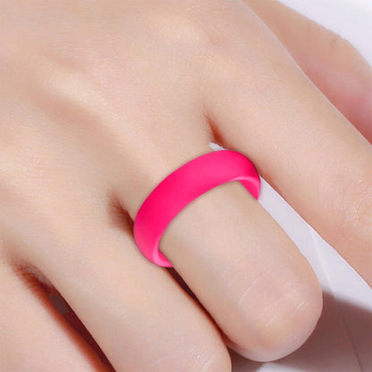 SH100 5.7mm Wide Silicone Ring Glitter Couple Ring No.4(Rose red) - Rings by PMC Jewellery | Online Shopping South Africa | PMC Jewellery