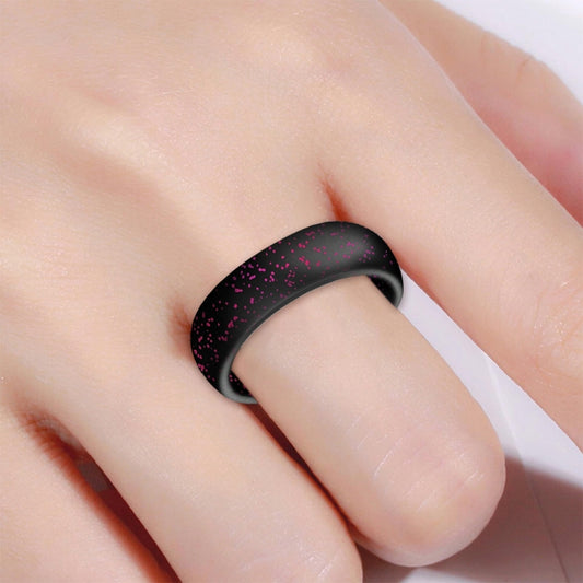 SH100 5.7mm Wide Silicone Ring Glitter Couple Ring No.6(Black Flash Red) - Rings by PMC Jewellery | Online Shopping South Africa | PMC Jewellery