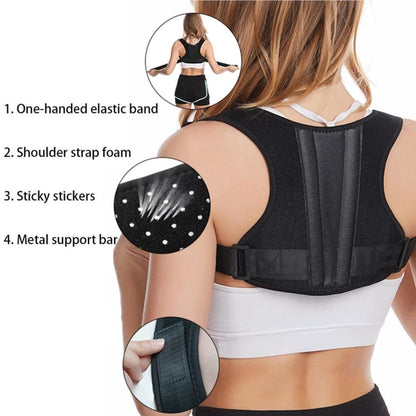 Adjustable Back Posture Corrector with Back Support Bar for Women and Men Free Size(Black) - Corrector by PMC Jewellery | Online Shopping South Africa | PMC Jewellery