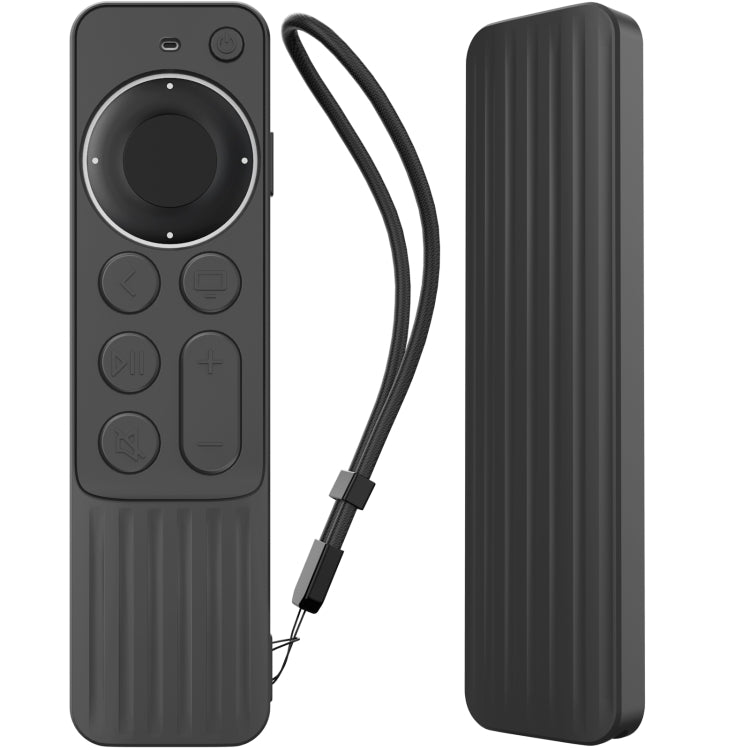 For Apple TV Siri Remote 2/3 AhaStyle PT166 Remote Controller Silicone Protective Case Striped Non-Slip Anti-Drop Cover(Black) - Remote Control Covers by AhaStyle | Online Shopping South Africa | PMC Jewellery | Buy Now Pay Later Mobicred