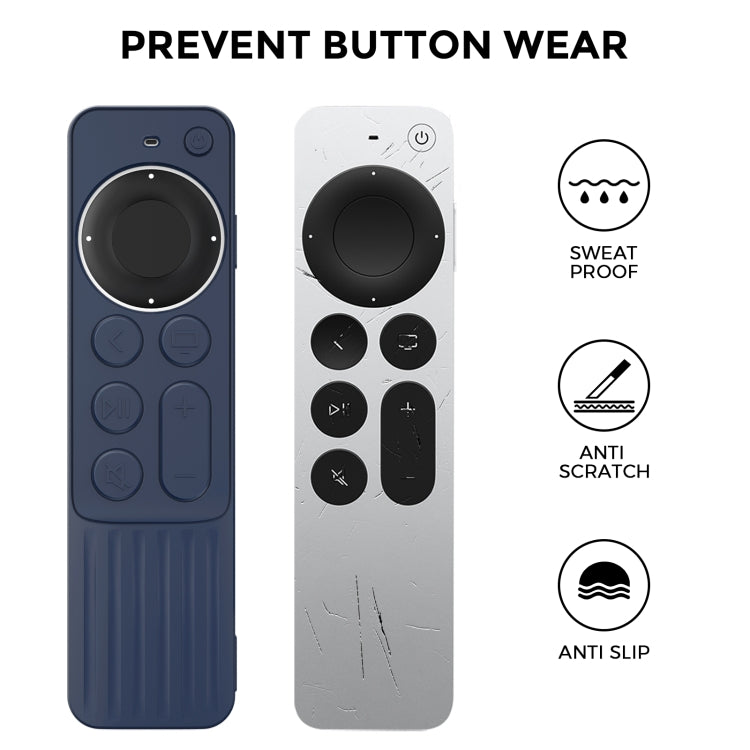 For Apple TV Siri Remote 2/3 AhaStyle PT166 Remote Controller Silicone Protective Case Striped Non-Slip Anti-Drop Cover(Black) - Remote Control Covers by AhaStyle | Online Shopping South Africa | PMC Jewellery | Buy Now Pay Later Mobicred