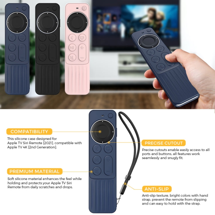 For Apple TV Siri Remote 2/3 AhaStyle PT166 Remote Controller Silicone Protective Case Striped Non-Slip Anti-Drop Cover(Black) - Remote Control Covers by AhaStyle | Online Shopping South Africa | PMC Jewellery | Buy Now Pay Later Mobicred