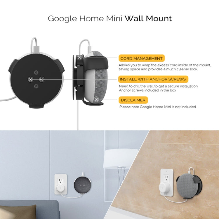 For Google Home Mini AhaStyle PT62 Wall Bracket Smart Speaker Bracket Black - Speaker Bracket by AhaStyle | Online Shopping South Africa | PMC Jewellery