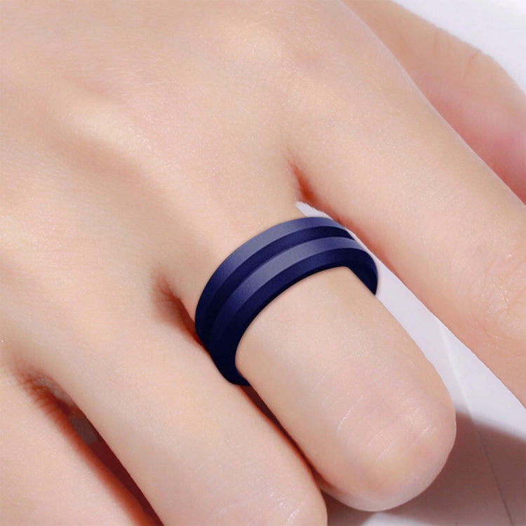 SiR053 V Shaped Grooved Edge Silicone Ring Outdoor Sports Couple Ring No.7(Dark Blue) - Rings by PMC Jewellery | Online Shopping South Africa | PMC Jewellery