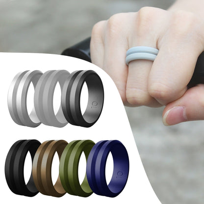 SiR053 V Shaped Grooved Edge Silicone Ring Outdoor Sports Couple Ring No.13(Black) - Rings by PMC Jewellery | Online Shopping South Africa | PMC Jewellery