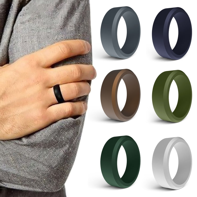 SIR062 8MM Wide Bevel Silicone Ring Sports Ring No.12(Bronze) - Rings by PMC Jewellery | Online Shopping South Africa | PMC Jewellery