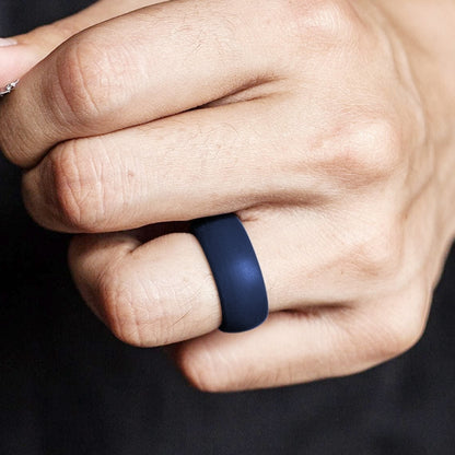 SiR013 8.7mm Curved Outdoor Sports Silicone Ring, Size: No.12(Dark Blue) - Rings by PMC Jewellery | Online Shopping South Africa | PMC Jewellery